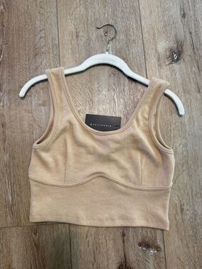 Signature Neutral Ribbed Tank Top in Beige